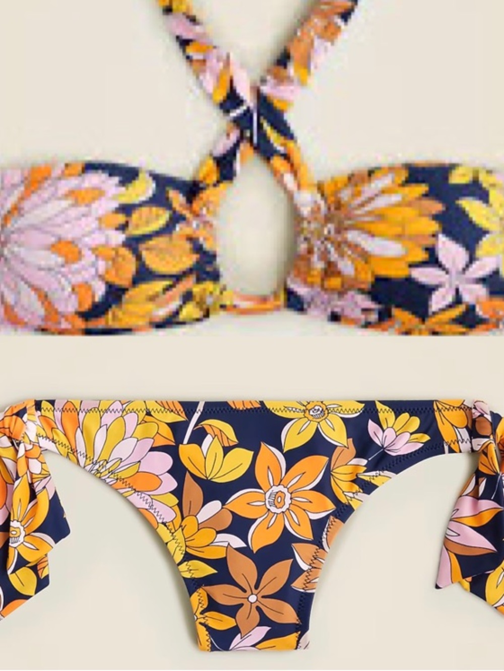 NWT J. Crew Bow halter-tie top & hipster bow-tie bikini bottom in dusk floral